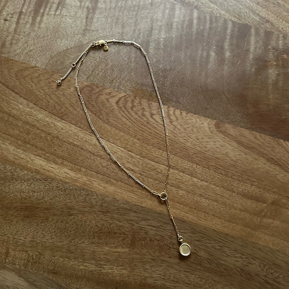 Madewell Bar Link Chain Lariat Disc Minimalist Necklace in Pale Gold Tone - Picture 1 of 4